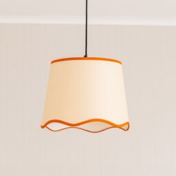 ValueLights Dutton Natural Fabric Scallop Edge Large Lamp Shade with LED Bulb in Burnt Orange - thumbnail 3