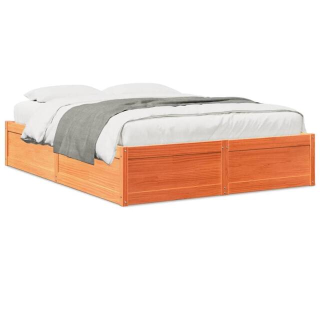 Berkfield Home Bed Frame without Mattress Wax Brown 160x200 cm Solid Wood Pine - image 1