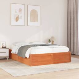 Berkfield Home Bed Frame without Mattress Wax Brown 160x200 cm Solid Wood Pine - thumbnail 2