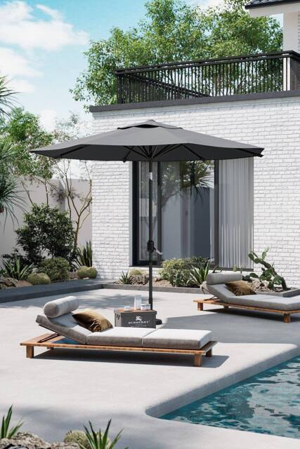 Garden Sanctuary Rotating Patio Parasol 3M Umbrella for Outdoor Sunshade & Rain in Dark Grey - image 1
