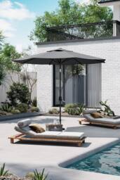 Garden Sanctuary Rotating Patio Parasol 3M Umbrella for Outdoor Sunshade & Rain in Dark Grey - thumbnail 1