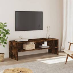 Berkfield Home TV Cabinet Smoked Oak 120x40x40 cm Engineered Wood in Brown - Size: 120 x 40 x 40 cm - thumbnail 2