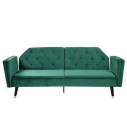 Comfy Living Ltd Plush Velvet Tufted Sofa Bed In Various Colours With Black & Gold Legs in Green - thumbnail 4