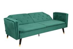 Comfy Living Ltd Plush Velvet Tufted Sofa Bed In Various Colours With Black & Gold Legs in Green - thumbnail 2
