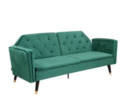Comfy Living Ltd Plush Velvet Tufted Sofa Bed In Various Colours With Black & Gold Legs in Green - thumbnail 5