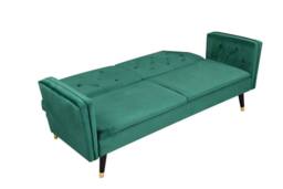 Comfy Living Ltd Plush Velvet Tufted Sofa Bed In Various Colours With Black & Gold Legs in Green - thumbnail 3
