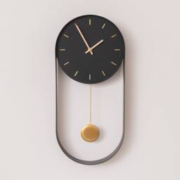 Melody Maison Black & Gold Pendulum Metal Analogue Wall Clock - 20cm X 55cm - Size: 20 cm X 55 cm - thumbnail 1
