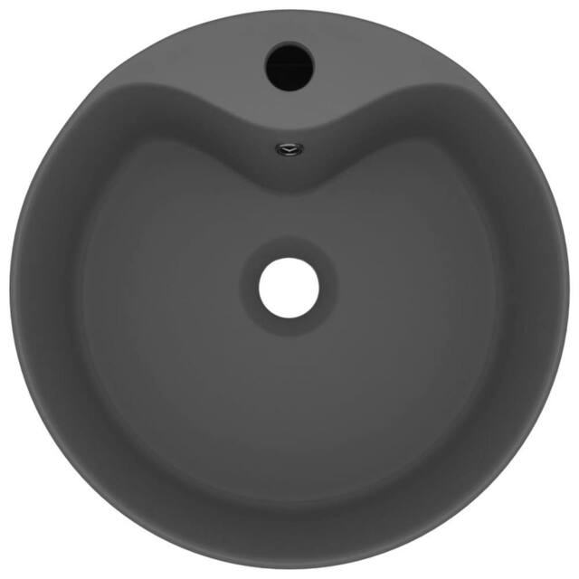 Berkfield Home Luxury Wash Basin with Overflow Matt Dark Grey 36x13 cm Ceramic - image 1