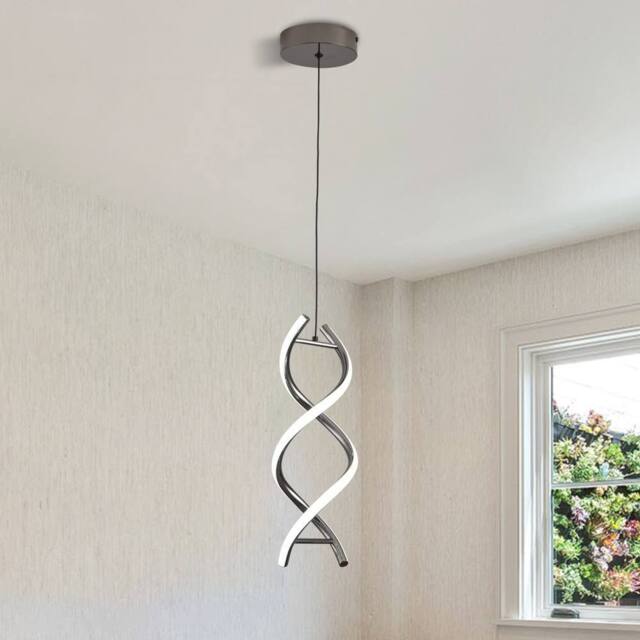 NIVOR LED Pendant Light, 6000K Light Spiral Chandelier, Adjustable Height in Silver - image 1