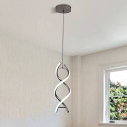 NIVOR LED Pendant Light, 6000K Light Spiral Chandelier, Adjustable Height in Silver - thumbnail 1