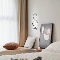 NIVOR LED Pendant Light, 6000K Light Spiral Chandelier, Adjustable Height in Silver - thumbnail 6