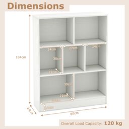 Costway 7-Cube Bookshelf 3-Tier Cubby Storage Organizer Wooden Cube Bookcase in White - thumbnail 2