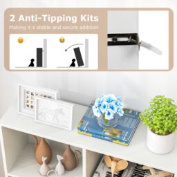 Costway 7-Cube Bookshelf 3-Tier Cubby Storage Organizer Wooden Cube Bookcase in White - thumbnail 6