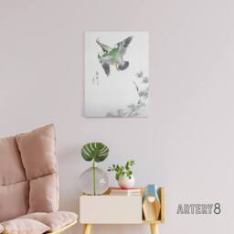 "Artery8 Kingfisher Hunting Japanese Canvas Wall Art Print Numata Kashu - Size: W18"" x H24""" - thumbnail 3