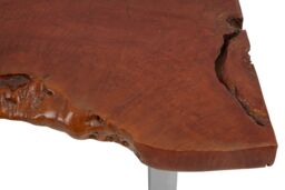 Orsina Rectangular Teak Wood Coffee Table, Rustic Handcrafted Table, Small Stainless Steel Table, Modern Center Table in Silver - thumbnail 5