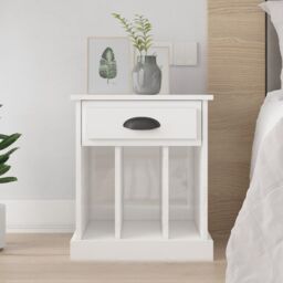 Berkfield Home Bedside Cabinet High Gloss White 43x36x50 cm - Size: 43 x 36 x 50 cm - thumbnail 1