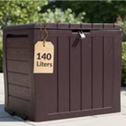 VOGREX 140L Waterproof Plastic Storage Box Brown Outdoor Garden Chest