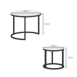 STILVORA 2 Piece Nesting Coffee Table Set with Glass Tops White - thumbnail 4