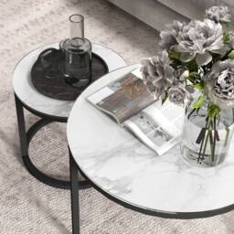 STILVORA 2 Piece Nesting Coffee Table Set with Glass Tops White - thumbnail 8