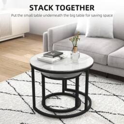 STILVORA 2 Piece Nesting Coffee Table Set with Glass Tops White - thumbnail 6