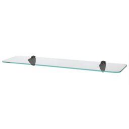 Harbour Housewares Rounded Floating Glass Shelf - 60cm - Bathroom Storage Display Unit in Black - thumbnail 1
