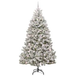 Berkfield Home Elegant Artificial Christmas Tree Green & White 210 cm PVC & Metal - thumbnail 1