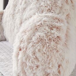 OHS Fluffy Fleece Reading Cushion Pillow with Arms Lumbar Chair Support in Pink - thumbnail 3
