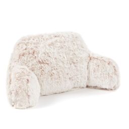 OHS Fluffy Fleece Reading Cushion Pillow with Arms Lumbar Chair Support in Pink - thumbnail 4
