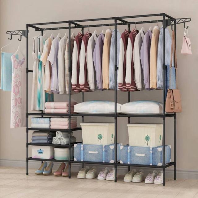 NESTLUNE Large Heavy Duty Clothes Rail Rack Garment Hanging Stand in Black - image 1