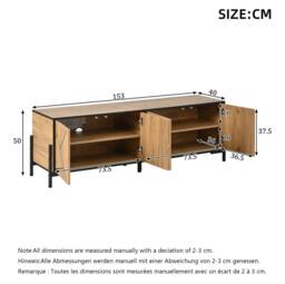 STILVORA TV Stand with 4 Doors & Cable Management Rustic Brown in Dark Brown - thumbnail 4
