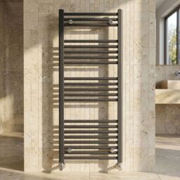 Balterley Heated Vertical Towel Straight Rail, 1672 BTU, 1150x500mm - Anthracite in Grey - thumbnail 7