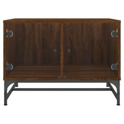 Berkfield Home Coffee Table with Glass Doors Brown Oak 68.5x50x50 cm - thumbnail 5