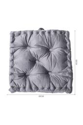 H&O Direct 60 x 60cm Square Italian Velvet Seat Cushion Throw Pillow in Grey - Size: 60 cm x 60 cm - thumbnail 2