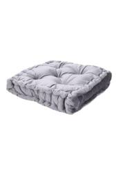 H&O Direct 60 x 60cm Square Italian Velvet Seat Cushion Throw Pillow in Grey - Size: 60 cm x 60 cm - thumbnail 3
