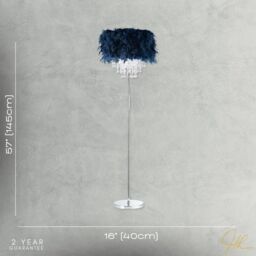 Happy Homewares Modern Chandelier Feather Floor Lamp with Waterfall Acrylic Droplets in Blue - thumbnail 5
