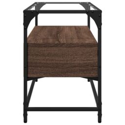 Berkfield Home TV Cabinet with Glass Top Brown Oak 80x35x51 cm Engineered Wood - Size: 80 x 35 x 51 cm - thumbnail 5