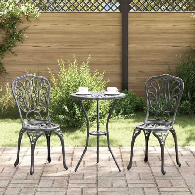 Berkfield Home 3-Piece Garden Bistro Set in Black Cast Aluminum - image 1