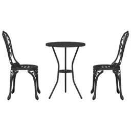 Berkfield Home 3-Piece Garden Bistro Set in Black Cast Aluminum - thumbnail 6