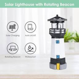 KORVIXA Solar Powered Lighthouse Garden Light in Black - Size: 100 cm - thumbnail 3