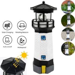 KORVIXA Solar Powered Lighthouse Garden Light in Black - Size: 100 cm