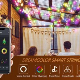 ENER-J Smart Magic RGB LED Fairy Lights 5m 50 LED WiFi BLE with UK Plug & Remote in White - Size: 25 cm diameter x 19 cm high - thumbnail 5
