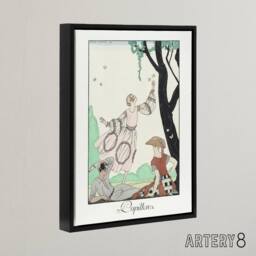 "Artery8 Butterflies Picnic Fashion Barbier Black Framed Canvas Wall Art in White - Size: W24"" x H32""" - thumbnail 2