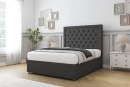 "Sloomy Amberley Naples Divan Bed Base 4 Drawers With 26"" Strutted Headboard & 12"" Matching Footboard in Light Sand - Size: King" - thumbnail 3