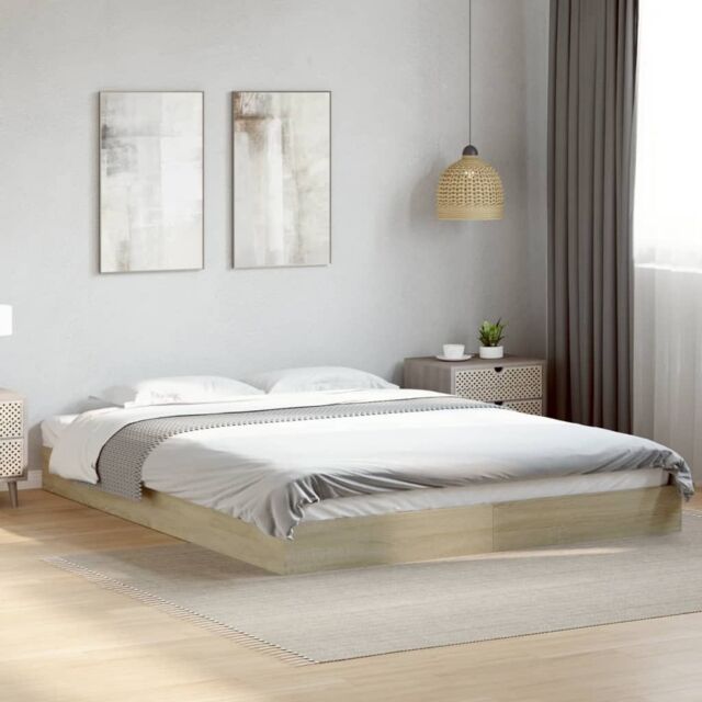 Berkfield Home Bed Frame without Mattress Sonoma Oak 160x200 cm Engineered Wood in Brown - image 1