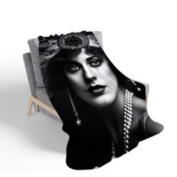 Warren Reed - Designer Edwardian Showgirl Splashart Sherpa Blanket in Black - Size: Large - thumbnail 2