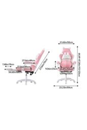 Living and Home Gaming Chair with Footrest & Massage Lumbar Cushion in Pink - thumbnail 9