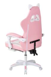 Living and Home Gaming Chair with Footrest & Massage Lumbar Cushion in Pink - thumbnail 5