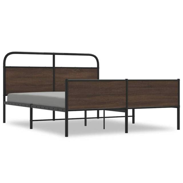 Berkfield Home Metal Bed Frame without Mattress Brown Oak 160x200 cm - image 1