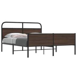 Berkfield Home Metal Bed Frame without Mattress Brown Oak 160x200 cm - thumbnail 2
