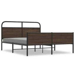 Berkfield Home Metal Bed Frame without Mattress Brown Oak 160x200 cm - thumbnail 1
